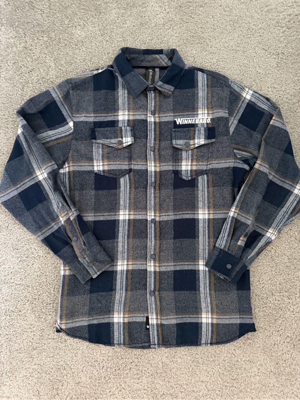 burnside Navy Gray Plaid Button-Down Shirt